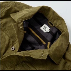 Olive Flannel-lined Waxed Trucker Jacket